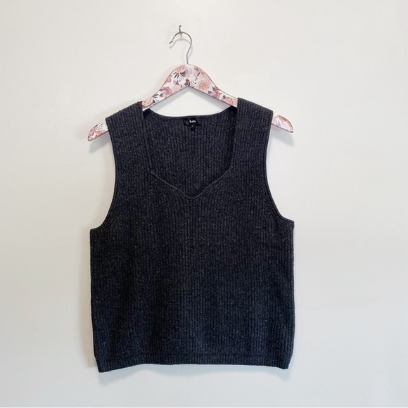 KNIX Dark Gray Wool Blend Sweater Vest Tank Women’s XL Ribbed Knit - Picture 1 of 6